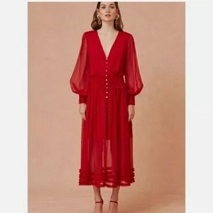 NWT Keepsake Moonlight Midi Dress in scarlet size LARGE